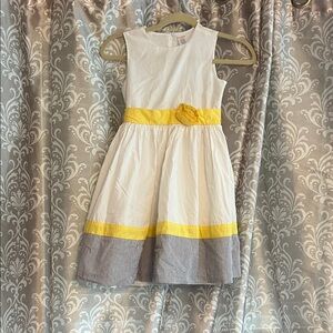 Gymboree White and Yellow Striped Kids Dress